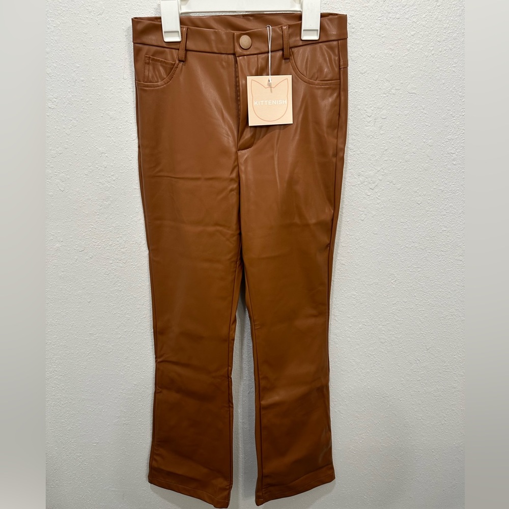 Kittenish Light Chocolate Faux Leather Pants